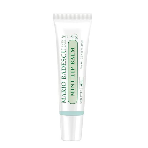 Mario Badescu Moisturizing Mint Lip Balm for Dry Cracked Lips, Infused with Coconut Oil and Shea Butter, Ultra-Nourishing Lip Care Moisturizer for Soft, Smooth and Supple Lips, 0.35 Oz