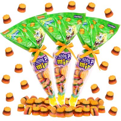 SpongeBob Krabby Patty Candies, Mini Sandwich Gummies, Gift Basket Stuffers and Party Favors, Pack of 3 (1.73 oz Each)