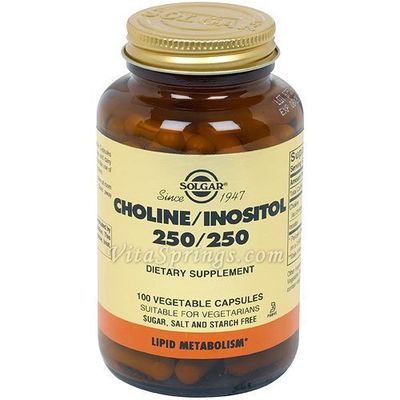 SOLGAR CholineInositol 500 mg500 mg - 100 Vegetable Capsules, Pack of 3 - Non-GMO, Vegan, Kosher, Gluten Free, Dairy Free - 150 Total Servings