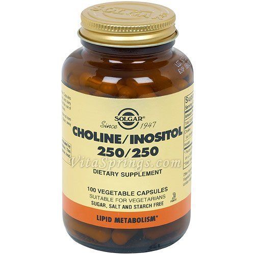 SOLGAR CholineInositol 500 mg500 mg - 100 Vegetable Capsules, Pack of 3 - Non-GMO, Vegan, Kosher, Gluten Free, Dairy Free - 150 Total Servings