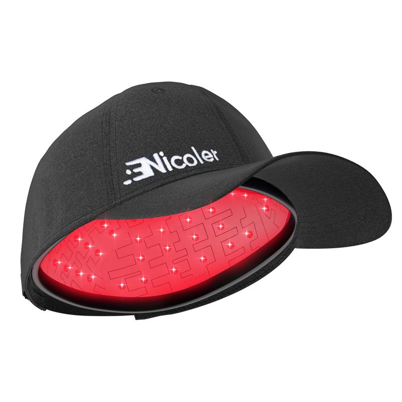 Nicoler Hair Growth Cap with 147 Beads, Laser Cap 650nm with Pulse Mode, Red Light Therapy for Hair Growth for Men Women, Battery Pack, Black