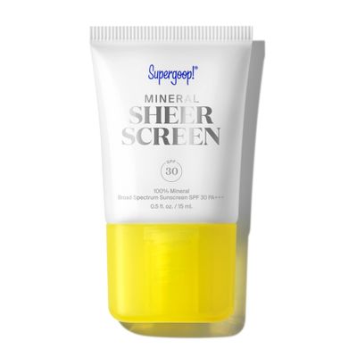Supergoop! Mineral Sheerscreen SPF 30 PA, 0.5 fl oz - 100 Mineral, Broad Spectrum Face Sunscreen Primer Helps Filter Blue Light - Satin Finish - For All Skin Types
