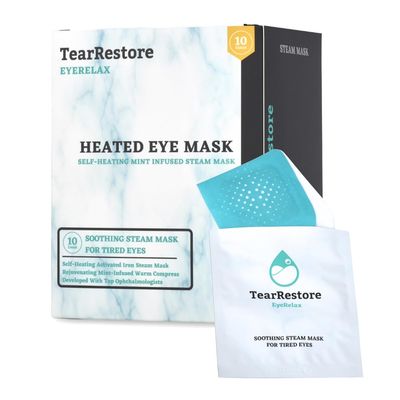 TearRestore Stye Eye Treatment EyeRelax Heated Eye Mask, Mint-Infused Steam Warm Compress for Dry Eyes, Self-Heating Moist Heat Eye Compress, Blepharitis Treatment, Eye Mask for Dry Eyes (10 Count)