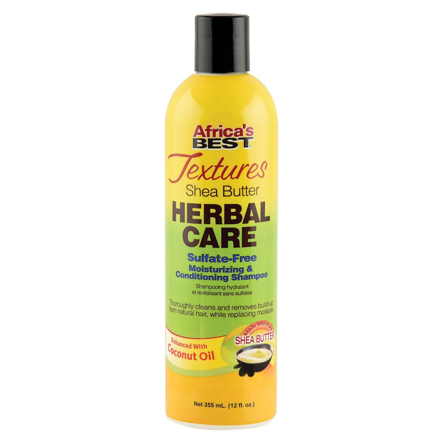 Africa&#39;s Best Textures Herbal Care, Moisturizing and Conditioning Shampoo, Enriched with Shea Butter, Great for Course Hair, 12 Oz Bottle