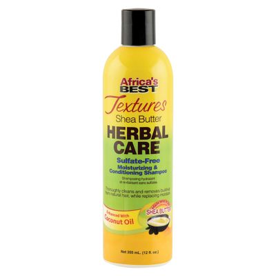 Africa&#39;s Best Textures Herbal Care, Moisturizing and Conditioning Shampoo, Enriched with Shea Butter, Great for Course Hair, 12 Oz Bottle