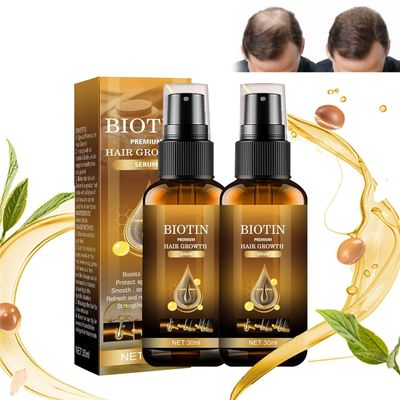 Dragon Honor 2PCS Biotin Hair Growth Serum Spray, Thickening Herbal Serum with Ginger Ginseng for Thicker, Longer Stronger Hair