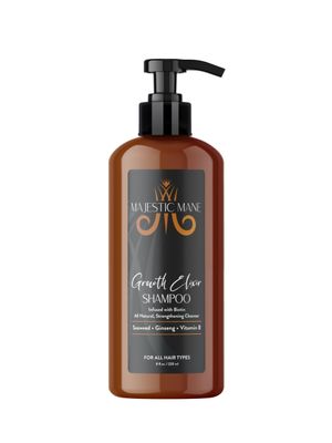 Majestic Mane Growth Elixir Shampoo, Natural Hair Regrowth Shampoo 8oz for Fuller, Stronger Hair, All Hair Types