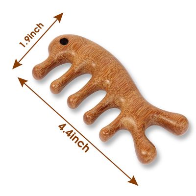 Scalp Massage Hair Comb - Green Sandalwood Wide Tooth Massager for Body Relief - Natural Wooden Comb for Women and Men