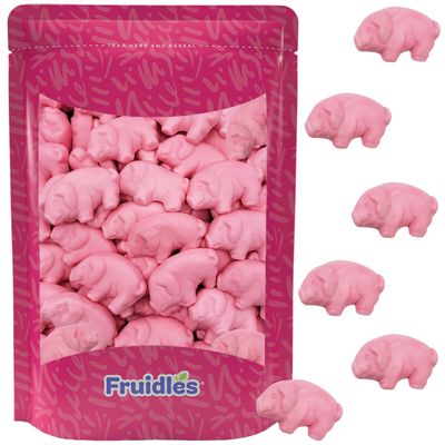 Fruidles Gummy Pink Piglets, Pig Animal Gummy Candy, Sold By The Pound (8 Oz)