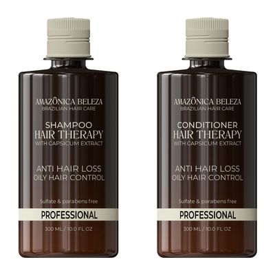 Hair Therapy Shampoo Conditioner Set for Stronger, Thicker Hair - Professional Anti-Hair Loss and Oil Control, Hydrates and Adds Shine, Paraben-Free, Silicone-Free