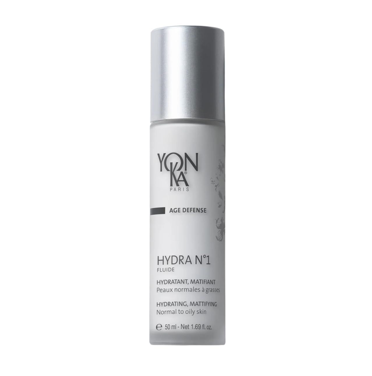 Yon-Ka Hydra No.1 Fluide (50ml) Age Defense Skin Care, Lightweight Mattifying Moisturizer with Hyaluronic Acid and Silica, Normal and Oily Skin, Paraben-Free