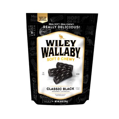Wiley Wallaby Licorice 10 Ounce Classic Gourmet Soft Chewy Australian Black Licorice Candy Twists, 1 Pack