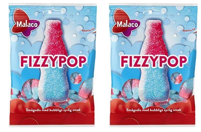 Malaco Fizzy Pop Sour Candy 2 packs of 80g