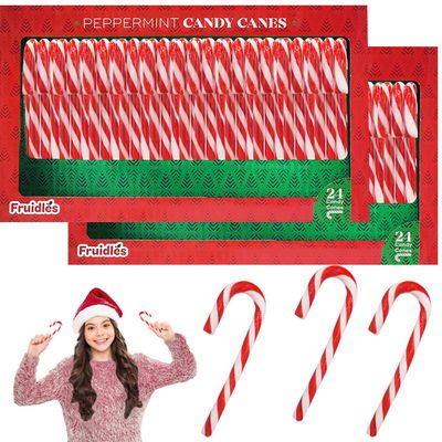 Fruidles Christmas Candy Canes Suckers, Peppermint Flavor, Individually Wrapped (48-Pack)