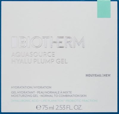 Biotherm Aquasource Hyalu Plump Gel, For Normal To Oily Skin. With plumping Hyaluronic Acid And Regenerating Biotech Plankton For Visibly Plumper And Glowing Skin, 2.54 Fl. Oz.