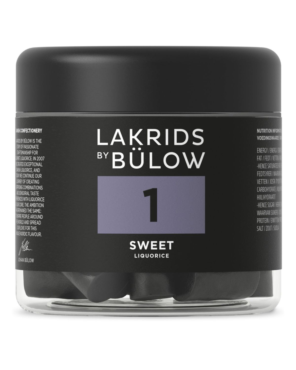 LAKRIDS BY BLOW - 1 - Black Licorice - Sweet - 5.3 oz - Vegan Gourmet Licorice from Scandinavia - Gluten Free Gelatine Free - Swedish Candy Alternative