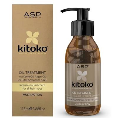 ASP Kitoko Haircare Advanced Hair Therapy, All Hair Types Oil Treatment with Karite Oil Argan Oil UV Filter Vitamin E, Intense Nourishment (115ml3.88fl.oz)