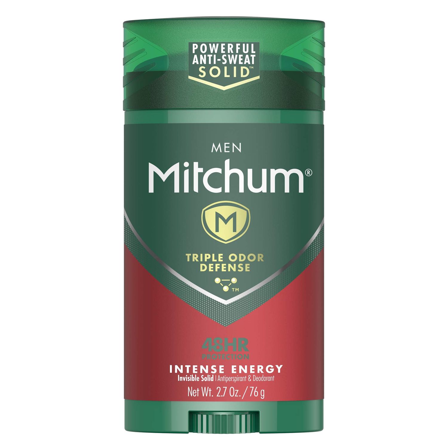 Mitchum Men&#39;s Deodorant, Antiperspirant Stick, Triple Odor Defense Invisible Solid, 48 Hr Protection, Dermatologist Tested, Intense Energy, 2.7 Oz (Pack of 1)