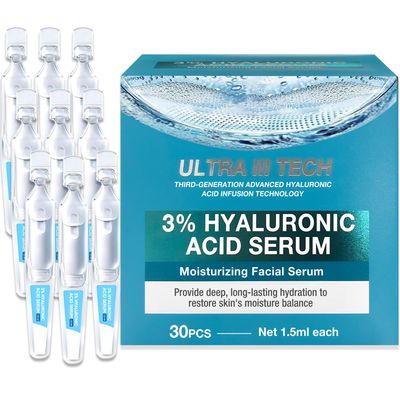 Ultra Hydrating Serum, 3 Hyaluronic Acid for Deep Moisture Radiant Skin, Hyaluronic Acid Niacinamide Formula, Non-Greasy, Fast-Absorbing Solution, 1.2ml30