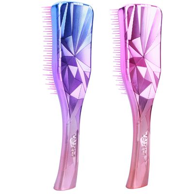 DDHOM Detangler Hair Brush for Adults Kids (2 Count)- Natural, Curly, Straight, Wet or Dry Hair, Three Layer Comb Structure, Massages Scalp (Purple Pink)
