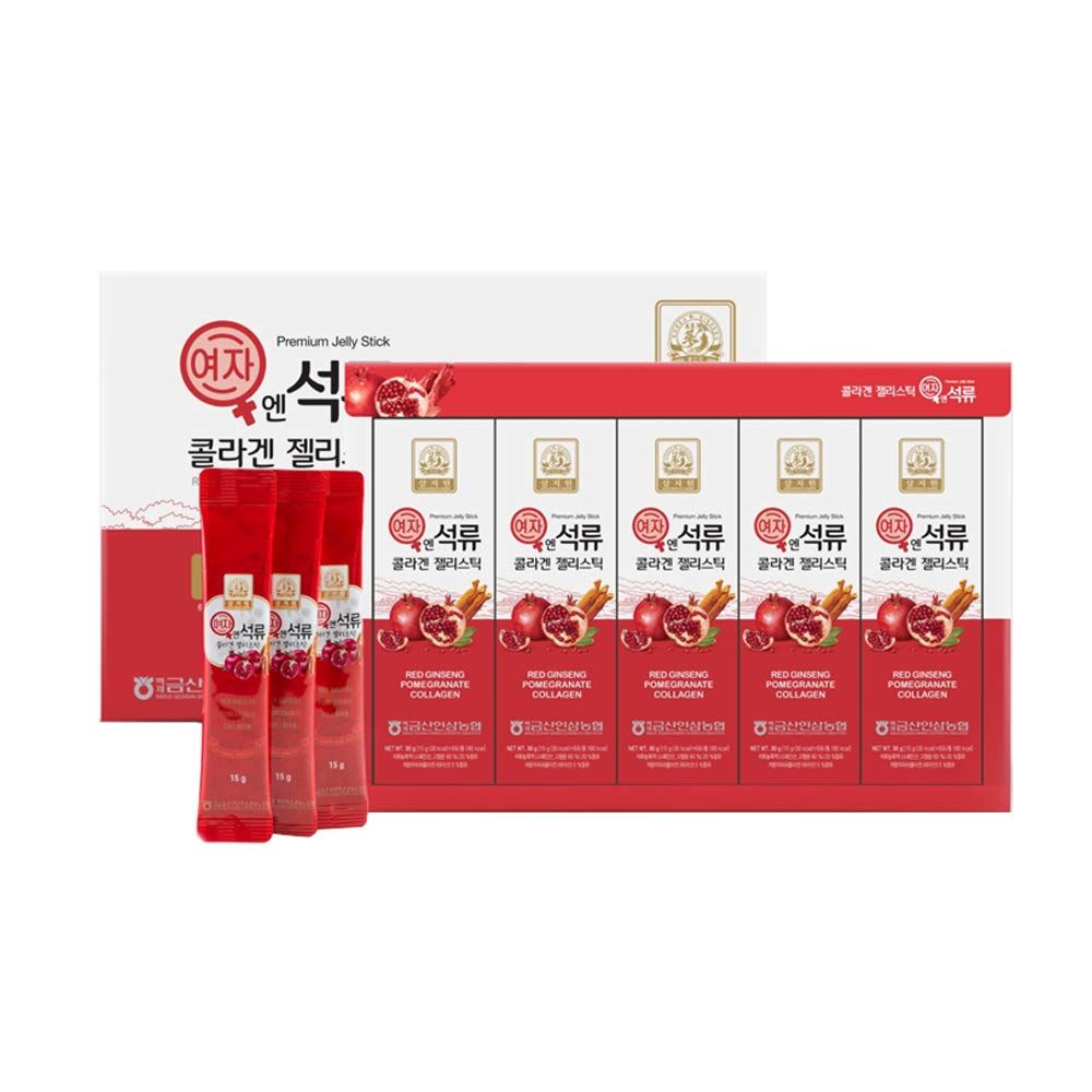 Korean Beauty Baekje Geumsan Women&#39;s Pomegranate Collagen Jelly Stick 5.1oz 30 Count (5 Pack)