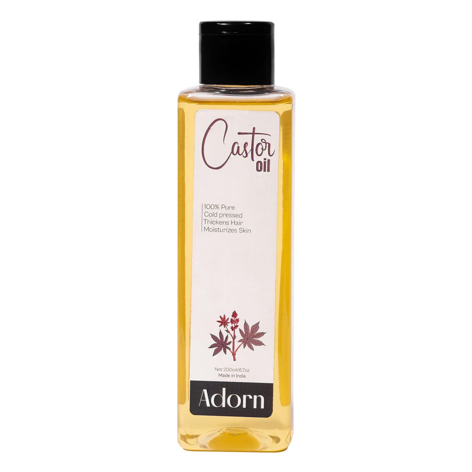 Adorn Castor Oil for Hair Growth I Nourishes Strengthens Hair I Reduces Hair Fall I Promotes Hair Growth I Cold Pressed I 100 Natural Pure I No Added Chemicals I For Skin Hair I