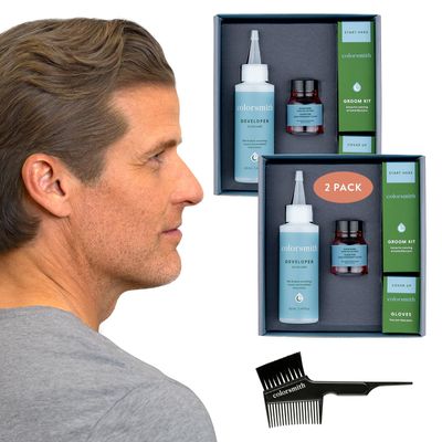 Colorsmith Hair Beard Color for Blending Grays 2 pack - Dark Ash Blonde - Ammonia-Free Complete Mens At-home Beard Hair Dye Kit, Professional-grade Demi-Permanent Hair Color (7.1)
