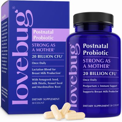 Lovebug Postnatal Clinically Studied Ingredients for Breast Milk Production Acid Reflux Mental Emotional Support Glucose Support Multi Strain 20 Billion CFU 30 Capsules