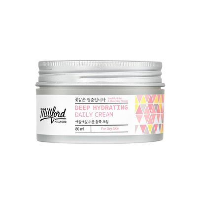 Millford Deep Hydrating Daily Cream 80ml2.7 Oz, Daily Moisturizer for Dry Skin, Panthenol 10, Hyaluronic Acid, Korean Skincare