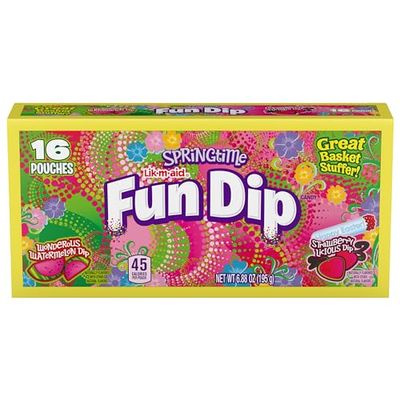 LIK-M-AID Fun Dip Easter Candy, Wonderous Watermelon and Strawberry Licious, Easter Candy, 6.88 oz (16 pouches)