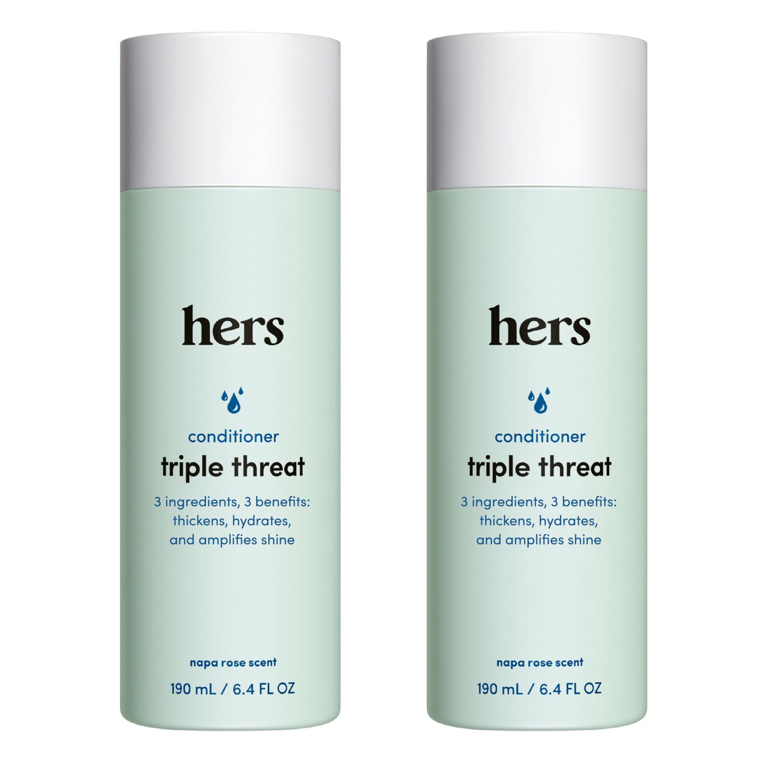 hers Triple Threat Conditioner for Women, 2 Pack - Thickening, Moisturizing, Reduces Shedding - Color Safe Hair Loss Conditioner - Napa Rose - 2 x 6.4 fl oz