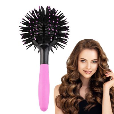 Hulyfw Hair Brush, 3D Round Curl Hair Brushes, Spherical Shape Styling Detangling Hairbrush for Women, Salon Round Hair Curling Curler for CurlyLongWetDry Hair