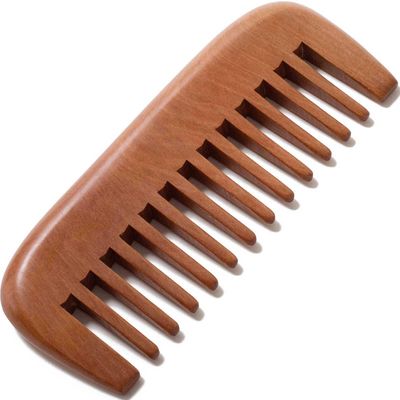 Moreinday Wooden Comb for Women, Labor Comb, Wide Tooth for Curly Hair Growth - Peach Wood