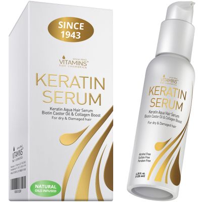 VITAMINS hair cosmetics Keratin Protein Hair Serum - Anti Frizz Control Hair Oil Repair Treatment - Gloss Shine Heat Protectant for Frizzy Dry Damaged Locks