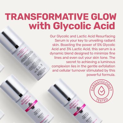 SMOOTH - Glycolic Lactic Acid Resurfacing Serum - 5 Glycolic 3 Lactic Acid, Aloe, Witch Hazel, Hyaluronic Acid - Moisturizing Hydrating Face Serum, Diminish Dryness, Fine Lines Wrinkles, 1oz