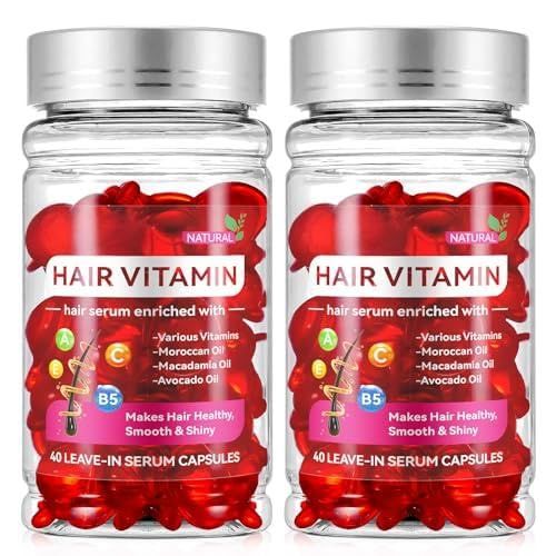 Hair Serum Capsules, Hair Vitamins,80 Pcs Hair Vitamin Serum Capsule,Nutrifold for Women Hair, Restores Dry Frizzy Hair, Hair Oil Capsules with MoroccanMacadamiaAvocado Oil for Hair Repair