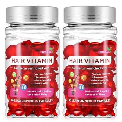 Hair Serum Capsules, Hair Vitamins,80 Pcs Hair Vitamin Serum Capsule,Nutrifold for Women Hair, Restores Dry Frizzy Hair, Hair Oil Capsules with MoroccanMacadamiaAvocado Oil for Hair Repair
