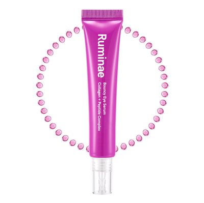 Ruminae Bouncy Eye Serum - Vegan Collagen Peptide 12 Korean Jelly Eye Serum for Puffiness Fine Lines Hydrating, Brightening, Non-Irritating, (30ml 1.01 fl oz)