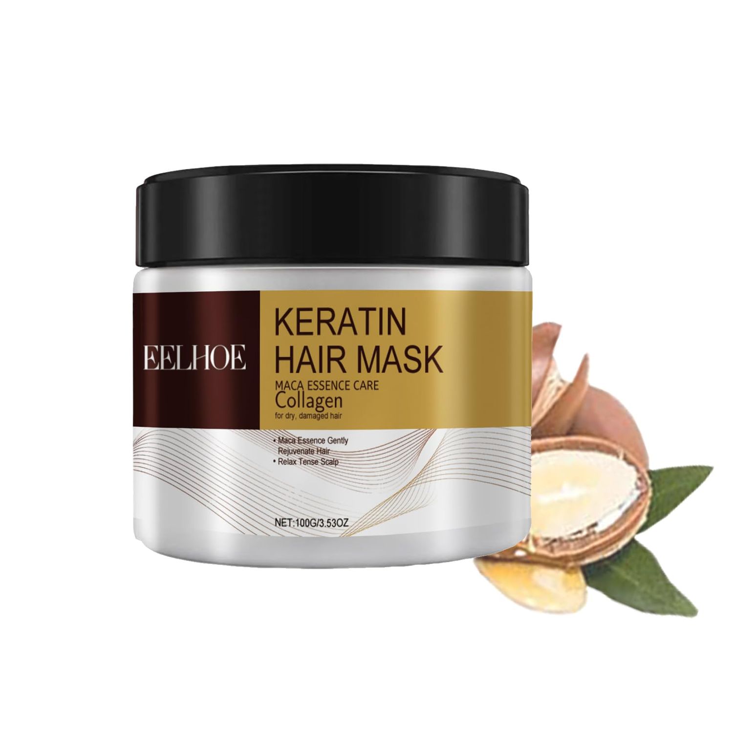 Collagen Hair Treatment Mask - Deep Repair Argan Oil Conditioner for Damaged, Curly, or Straight Thin Fine Hair 100ml