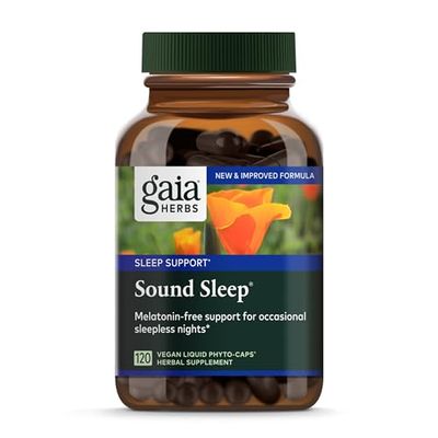 Gaia Herbs Sound Sleep - Natural Sleep Support to Promote Calm Relaxation - with Valerian Root, Passionflower More - 120 Vegan Liquid Phyto-Capsules (40-Day Supply)