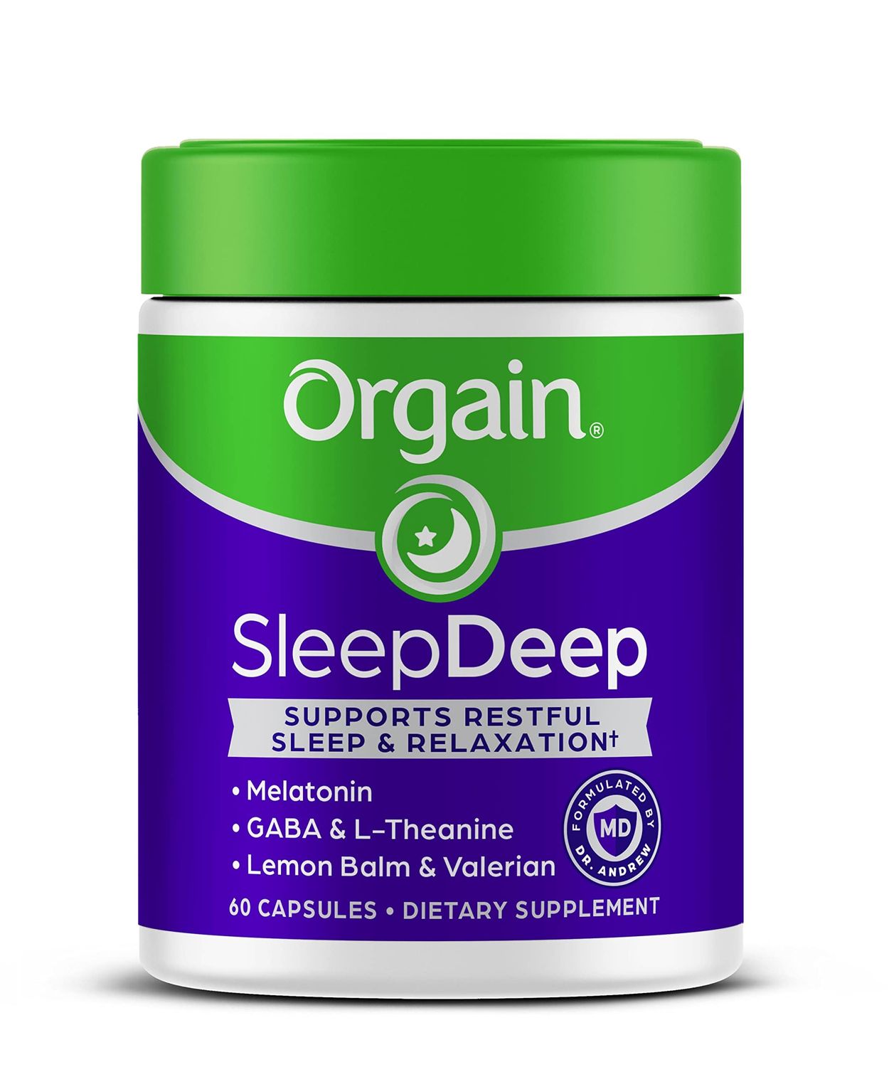 Orgain SleepDeep, Melatonin Sleep Aid Support Supplement with Magnesium, GABA, L-Theanine, L-Tryptophan, Chamomile, Lemon Balm Valerian Root, Gluten Free, Doctor Formulated - 60 Count, 30 Day Supply