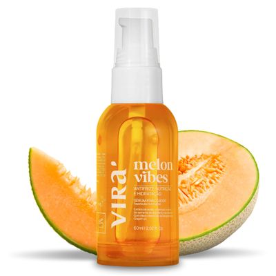 Vir Brazilian Hair Serum, Frizz Control, Anti-frizz Nutrition and Hydration For All Hair Types, Cantaloupe Oil Vitamin E - Pack of 2, 60ml (Melon Vibes), Yellow
