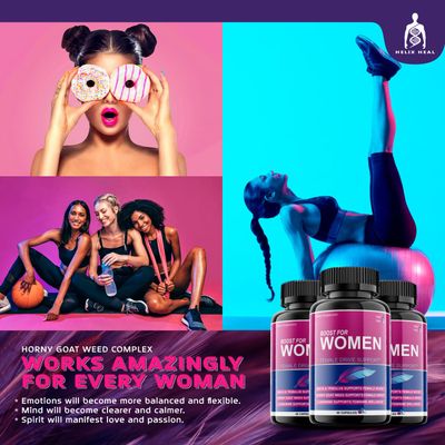 Helix Heal Libido Booster for Women Fast Acting with Horny Goat Weed - Female Desire Pills with Maca Root, Tribulus Terrestris, Ginseng and Hornygoatweed Women - Hormone Balance, Made in USA (60 ct)