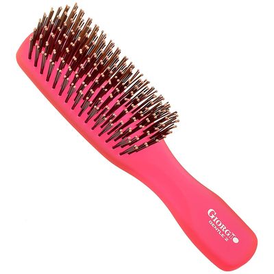 Giorgio GION 2R Neon Raspberry Red Gentle Touch Detangler Hair Brush for Men Women Kids. Soft Bristles for Sensitive Scalp. Wet and Dry for all Hair Types. Scalp Massager Brush Stimulate Hair Growth