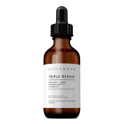 Asterwood Triple Repair Matrixyl 3000 Argireline Hyaluronic Acid Vitamin C Serum for Face - Anti-Aging, Collagen Boosting, Hydrating - Fragrance-Free - 2 Fl Oz