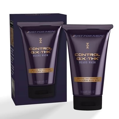 JUST FOR MEN Control GX THK Thickening Beard Wash with Grey Reduction, Alpha Keratin Helps Beard Growth, Thickens Hair Up to 20, Works with Every Hair Texture, 4 oz