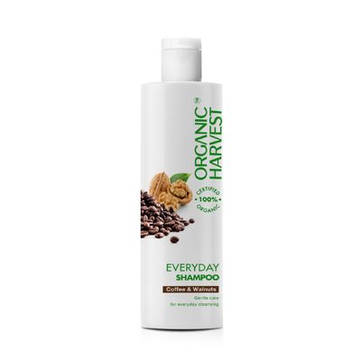 Organic Harvest Everyday Shampoo: Coffee Walnuts For Dry Frizzy Hair Anti-hairfall Shampoo For Men Women 100 American Certified Organic Sulphate and Paraben-free - 250ml