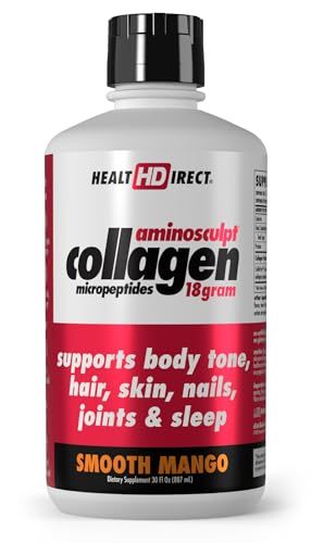 HEALTH DIRECT AminoSculpt Sugar-Free Collagen Supplement - High Potency Medical-Grade Protein for Hair, Skin, Nails Joints, Grass-Fed, Non-GMO, Liquid Collagen - Smooth Mango - 30 Fl Oz