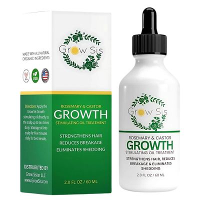 Grow Sis - Rosemary Black Castor Oil Hair Growth Serum 2oz - Natural Hair Treatment with Organic Oils - Prevents Breakage - Soothes Dry Scalp - For All Hair Types