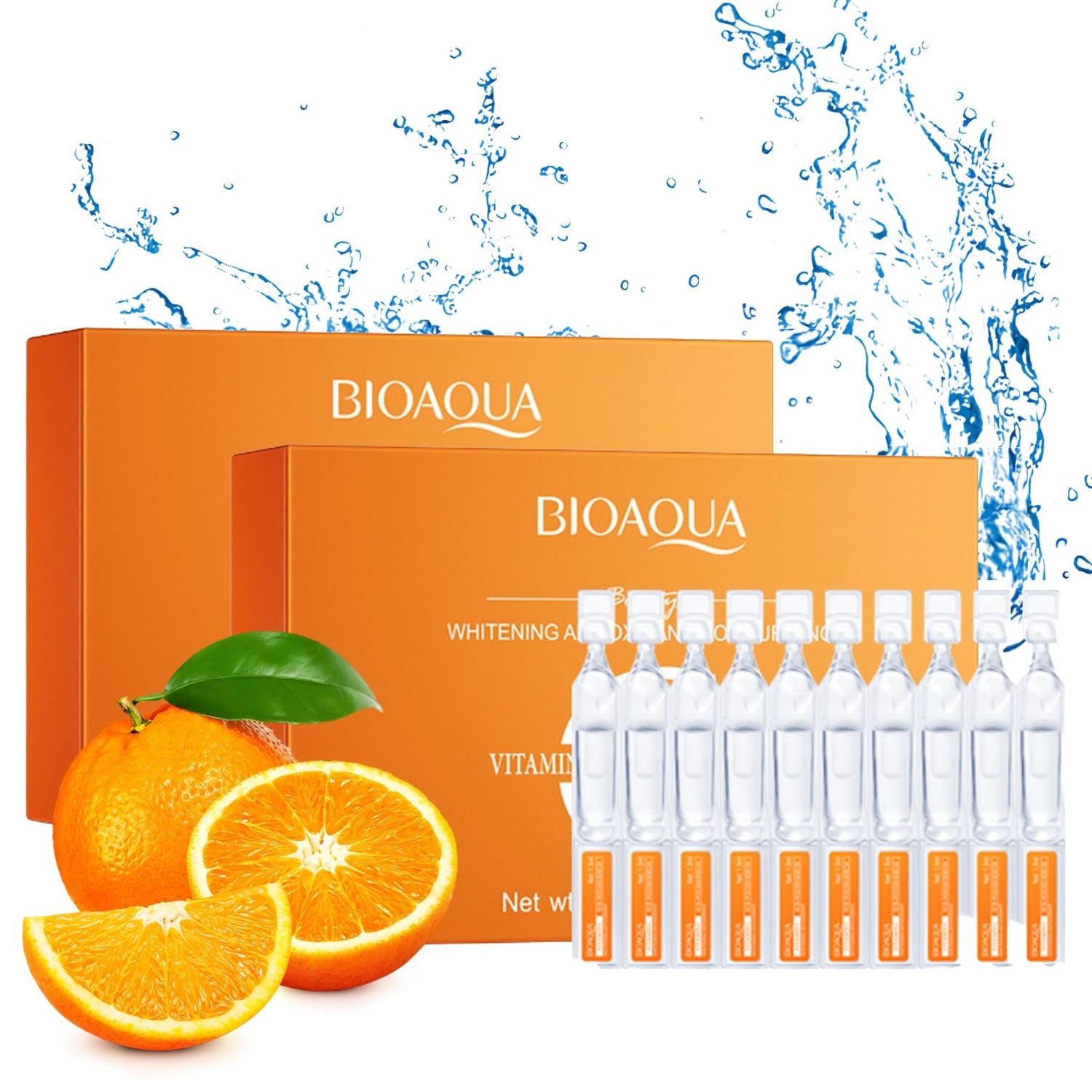 Vitamin C Serum for Face with Hyaluronic Acid - 1.5ml x 60PCS, Brightening Hydrating Facial Serum, Travel Size Skincare for Glowing Skin(3.04 Fl Oz (Pack of 2))
